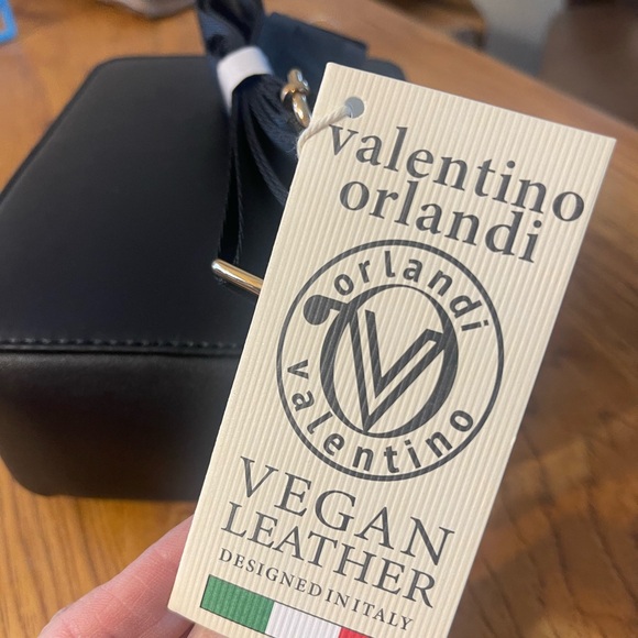 NWT- Valentino Orlandi vegan leather crossbody bag. Color black W/ gold hardware - Picture 12 of 12